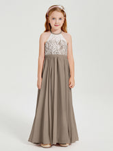 Abiti Da Damigella Lunghi In Chiffon Top In Pizzo Tortora