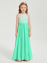 Abiti Da Damigella Lunghi In Chiffon Top In Pizzo Turchese