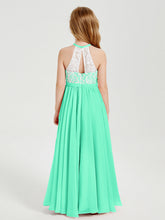 Abiti Da Damigella Lunghi In Chiffon Top In Pizzo Turchese