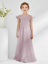 Abiti Damigella Junior In Chiffon Linea A Con Spalle Scoperte Crepuscolo