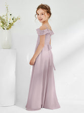 Abiti Damigella Junior In Chiffon Linea A Con Spalle Scoperte Crepuscolo