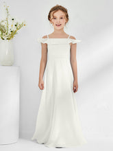 Abiti Damigella Junior In Chiffon Linea A Con Spalle Scoperte Avorio