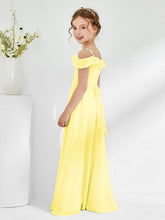 Abiti Damigella Junior In Chiffon Linea A Con Spalle Scoperte Limone