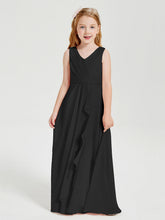 Abiti Damigella Stile Boho Lunghi In Chiffon Gonna A Cascata Nero