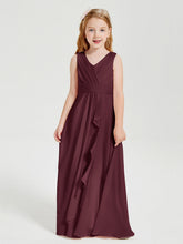 Abiti Damigella Stile Boho Lunghi In Chiffon Gonna A Cascata Cabernet