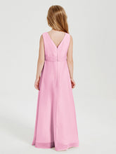 Abiti Damigella Stile Boho Lunghi In Chiffon Gonna A Cascata Rosa Bonbon