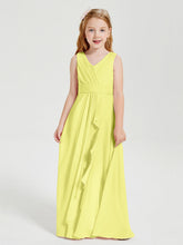 Abiti Damigella Stile Boho Lunghi In Chiffon Gonna A Cascata Narciso