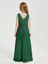Abiti Damigella Stile Boho Lunghi In Chiffon Gonna A Cascata Verde Scuro