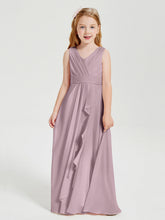 Abiti Damigella Stile Boho Lunghi In Chiffon Gonna A Cascata Crepuscolo