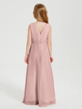 Abiti Damigella Stile Boho Lunghi In Chiffon Gonna A Cascata Rosa Polvere