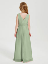 Abiti Damigella Stile Boho Lunghi In Chiffon Gonna A Cascata Salvia Polvere