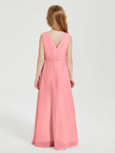 Abiti Damigella Stile Boho Lunghi In Chiffon Gonna A Cascata Fenicottero