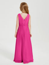 Abiti Damigella Stile Boho Lunghi In Chiffon Gonna A Cascata Fucsia