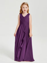 Abiti Damigella Stile Boho Lunghi In Chiffon Gonna A Cascata Viola