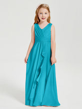 Abiti Damigella Stile Boho Lunghi In Chiffon Gonna A Cascata Giada