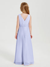 Abiti Damigella Stile Boho Lunghi In Chiffon Gonna A Cascata Lavanda