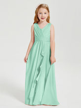Abiti Damigella Stile Boho Lunghi In Chiffon Gonna A Cascata Verde Menta