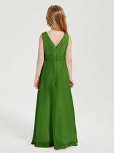 Abiti Damigella Stile Boho Lunghi In Chiffon Gonna A Cascata Muschio