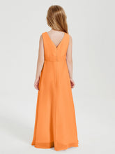Abiti Damigella Stile Boho Lunghi In Chiffon Gonna A Cascata Arancio