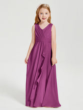 Abiti Damigella Stile Boho Lunghi In Chiffon Gonna A Cascata Orchidea