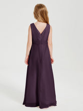 Abiti Damigella Stile Boho Lunghi In Chiffon Gonna A Cascata Prugna