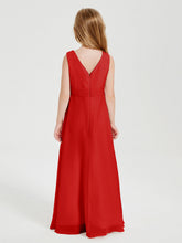 Abiti Damigella Stile Boho Lunghi In Chiffon Gonna A Cascata Rosso