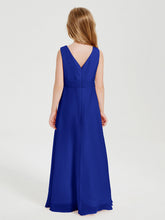 Abiti Damigella Stile Boho Lunghi In Chiffon Gonna A Cascata Blu Royal