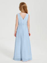 Abiti Damigella Stile Boho Lunghi In Chiffon Gonna A Cascata Blu Cielo