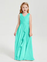 Abiti Damigella Stile Boho Lunghi In Chiffon Gonna A Cascata Azzurro Spa