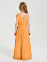 Abiti Damigella Stile Boho Lunghi In Chiffon Gonna A Cascata Mandarino