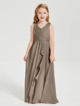 Abiti Damigella Stile Boho Lunghi In Chiffon Gonna A Cascata Tortora