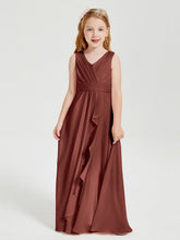 Abiti Damigella Stile Boho Lunghi In Chiffon Gonna A Cascata Terracotta
