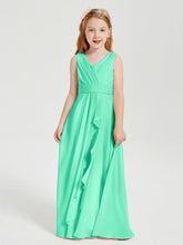 Abiti Damigella Stile Boho Lunghi In Chiffon Gonna A Cascata Turchese