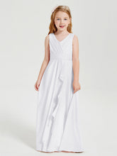 Abiti Damigella Stile Boho Lunghi In Chiffon Gonna A Cascata Bianco