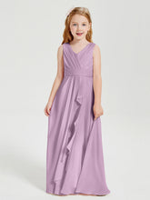 Abiti Damigella Stile Boho Lunghi In Chiffon Gonna A Cascata Glicine