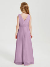 Abiti Damigella Stile Boho Lunghi In Chiffon Gonna A Cascata Glicine