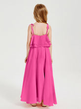 Abiti Damigella Junior Lunghi In Chiffon Spalline Sottili Con Fiocco Azalea