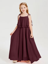 Abiti Damigella Junior Lunghi In Chiffon Spalline Sottili Con Fiocco Cabernet