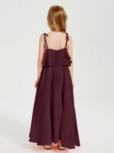 Abiti Damigella Junior Lunghi In Chiffon Spalline Sottili Con Fiocco Cabernet