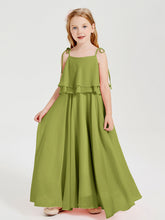 Abiti Damigella Junior Lunghi In Chiffon Spalline Sottili Con Fiocco Trifoglio