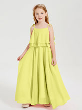 Abiti Damigella Junior Lunghi In Chiffon Spalline Sottili Con Fiocco Narciso