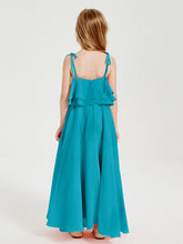 Abiti Damigella Junior Lunghi In Chiffon Spalline Sottili Con Fiocco Giada