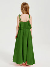 Abiti Damigella Junior Lunghi In Chiffon Spalline Sottili Con Fiocco Muschio