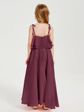 Abiti Damigella Junior Lunghi In Chiffon Spalline Sottili Con Fiocco Gelso