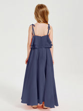 Abiti Damigella Junior Lunghi In Chiffon Spalline Sottili Con Fiocco Tempesta