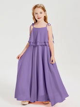 Abiti Damigella Junior Lunghi In Chiffon Spalline Sottili Con Fiocco Tahiti