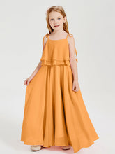 Abiti Damigella Junior Lunghi In Chiffon Spalline Sottili Con Fiocco Mandarino