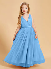 Abiti Damigella Junior In Tulle Top In Raso Fiocco Glamour Blu