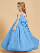 Abiti Damigella Junior In Tulle Top In Raso Fiocco Glamour Blu