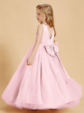 Abiti Damigella Junior In Tulle Top In Raso Fiocco Glamour Rosa Cipria